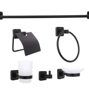 Piece Matte Black Bathroom Accessories Set