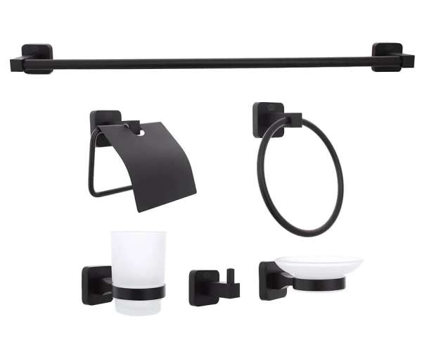Piece Matte Black Bathroom Accessories Set